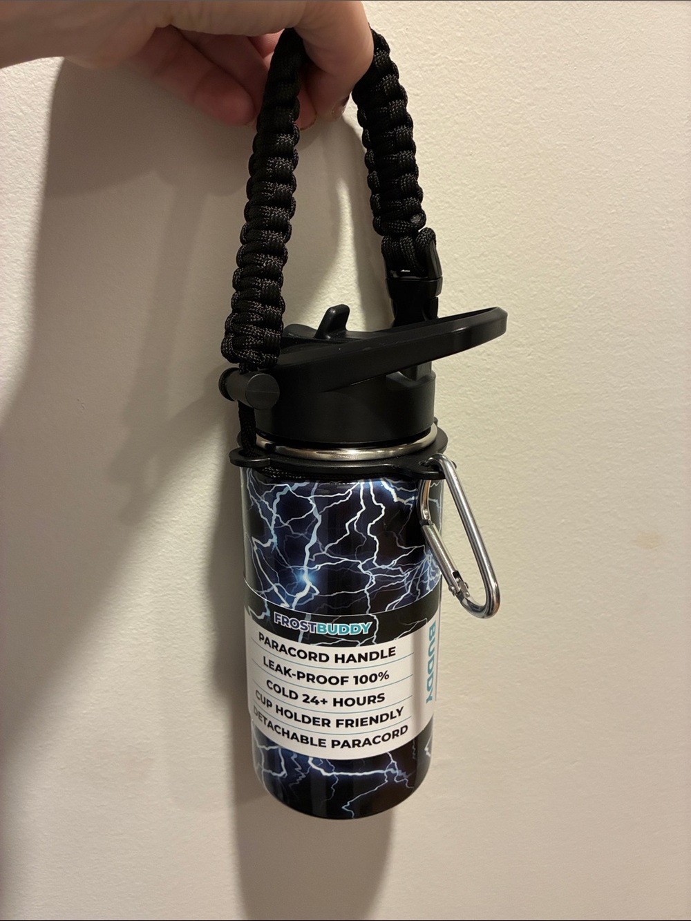 Frost Buddy glow in the dark 16 oz Insulated Bottle with Paracord Handle